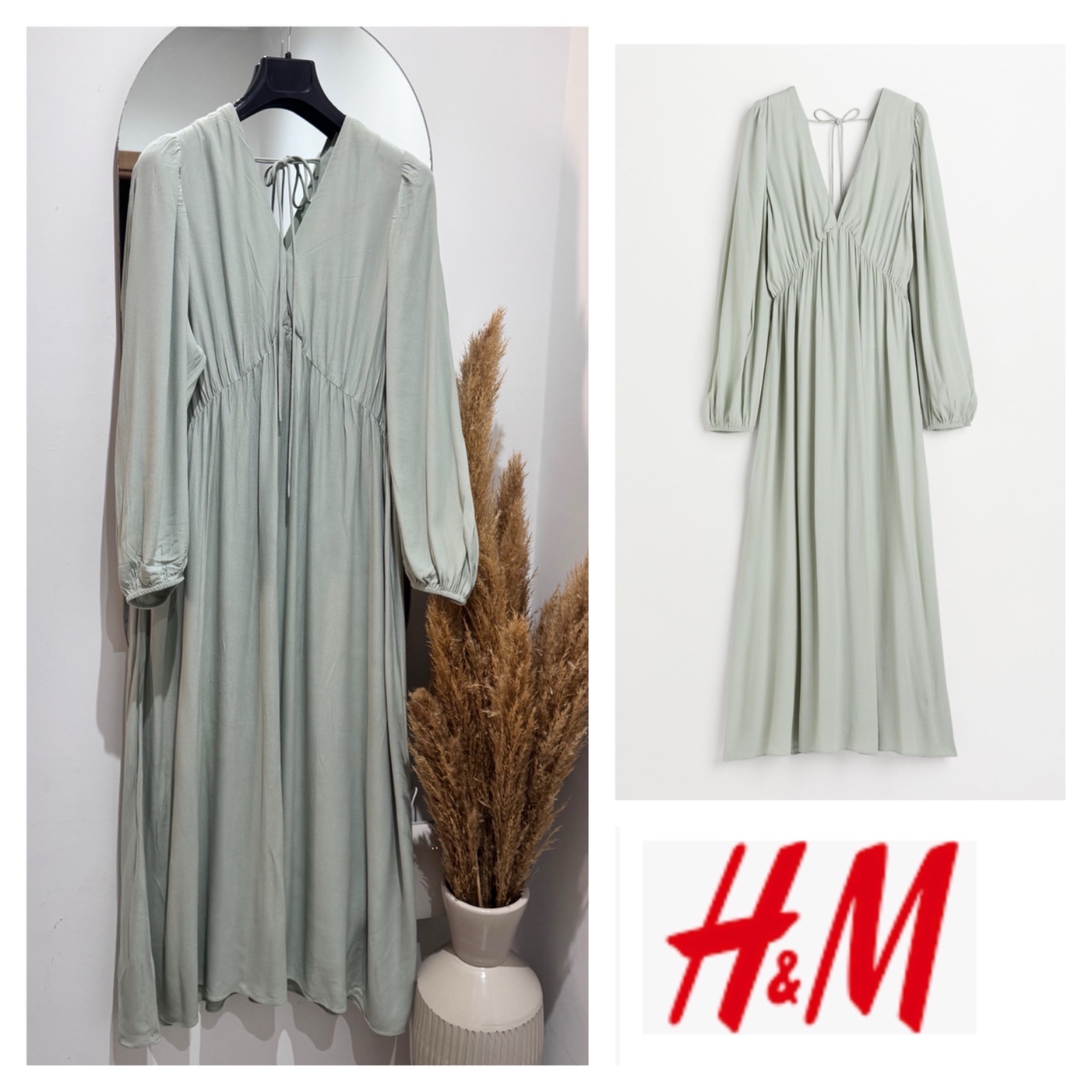 Robe H&M light green en viscose 