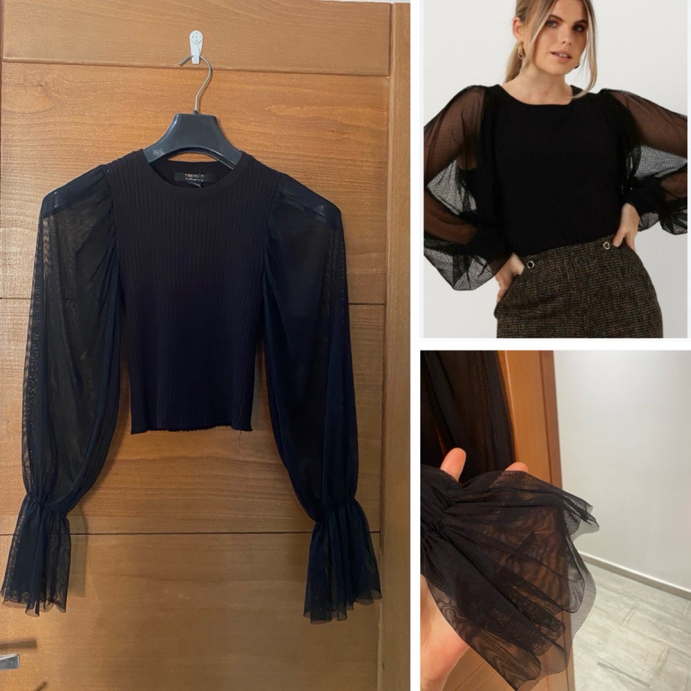 Pull chemise manches bouffantes 