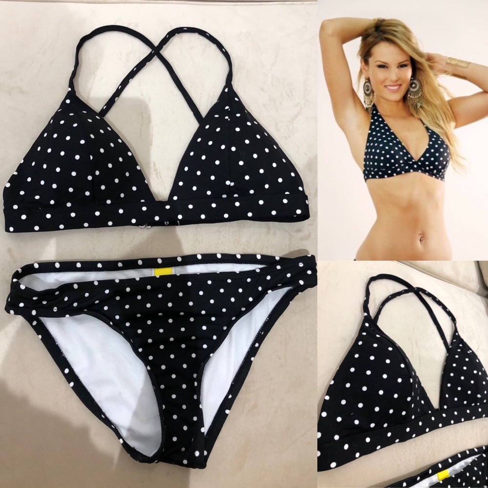bikins à pois blanc et noir rembourrés
