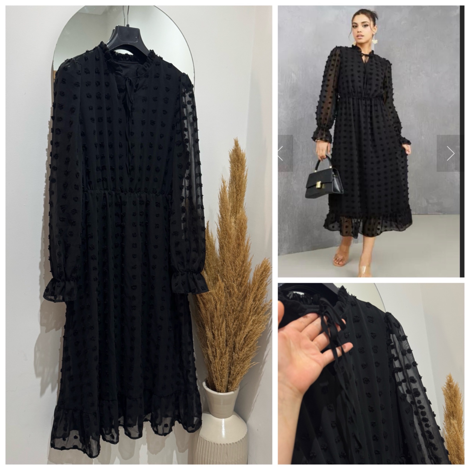 Robe à volant mi long nouèe 