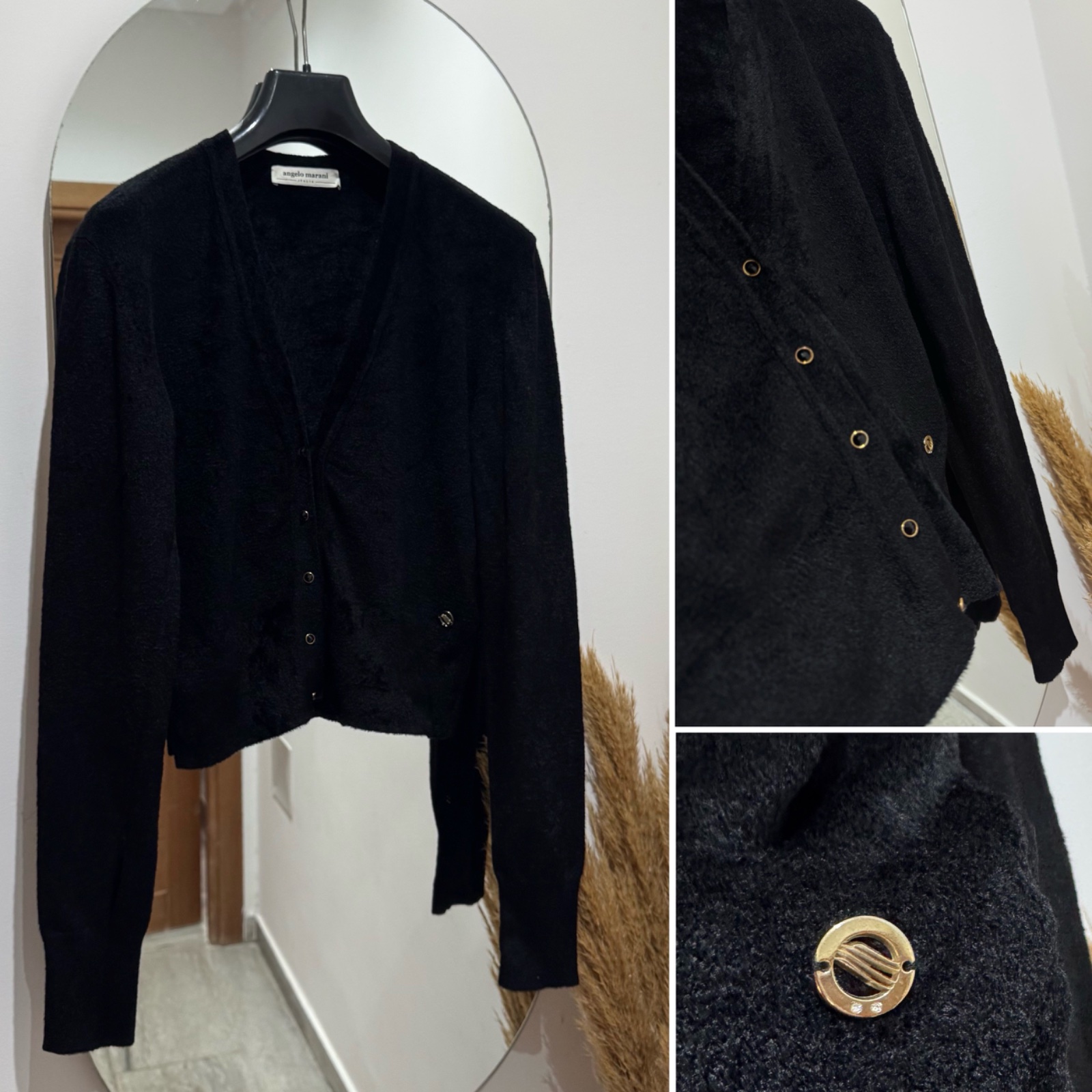 Cardigan avec boutonnage dorè noir pronfond 