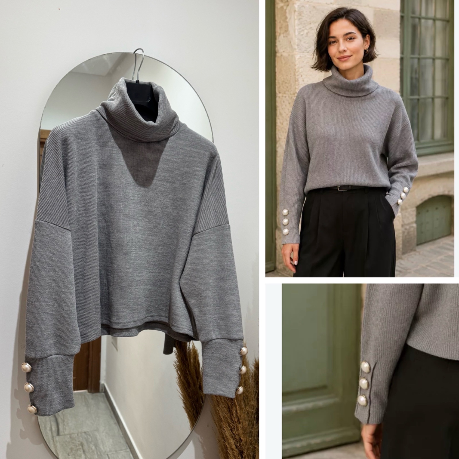 Pull avec des manches en perles 