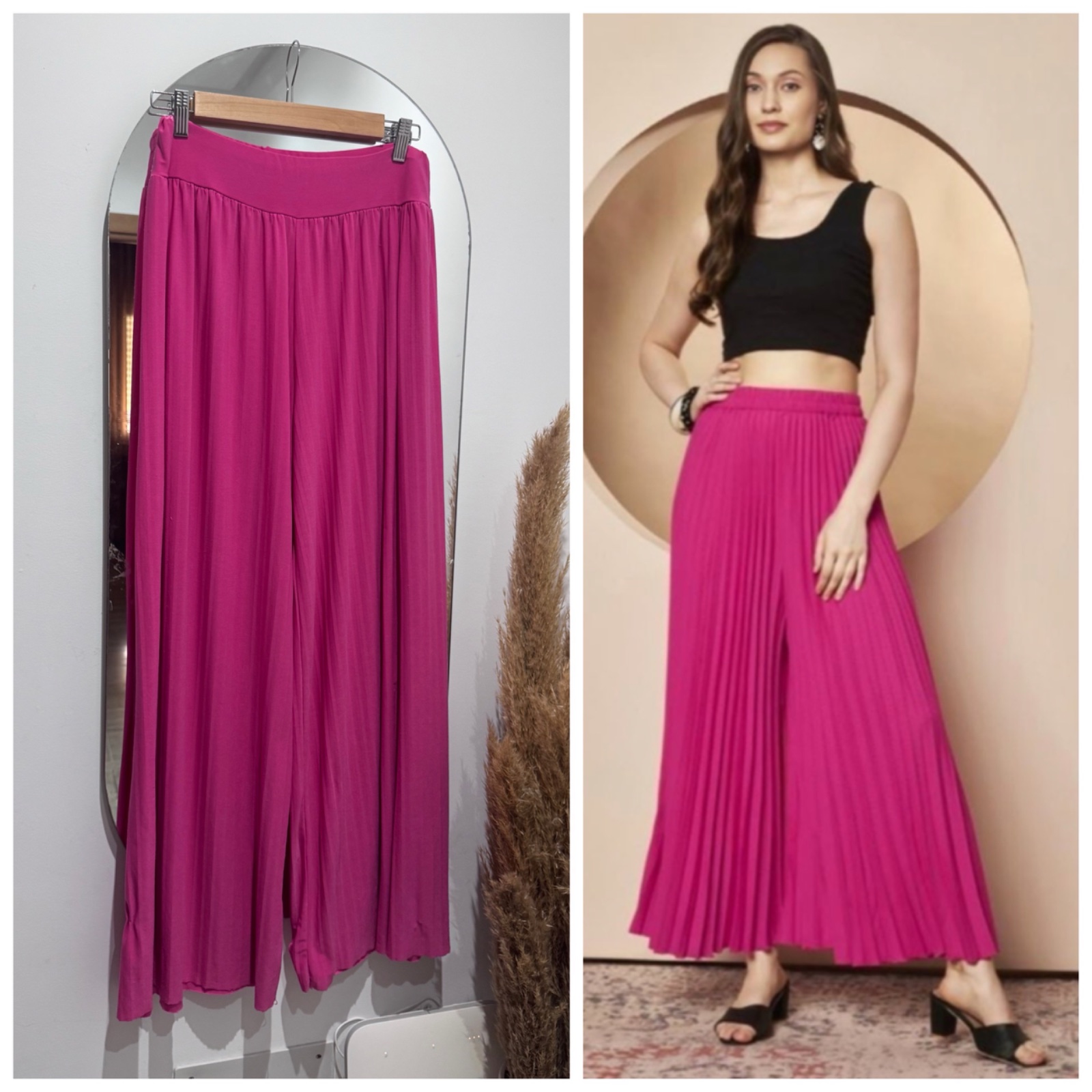 Pantalon taille haute élastique fluide 