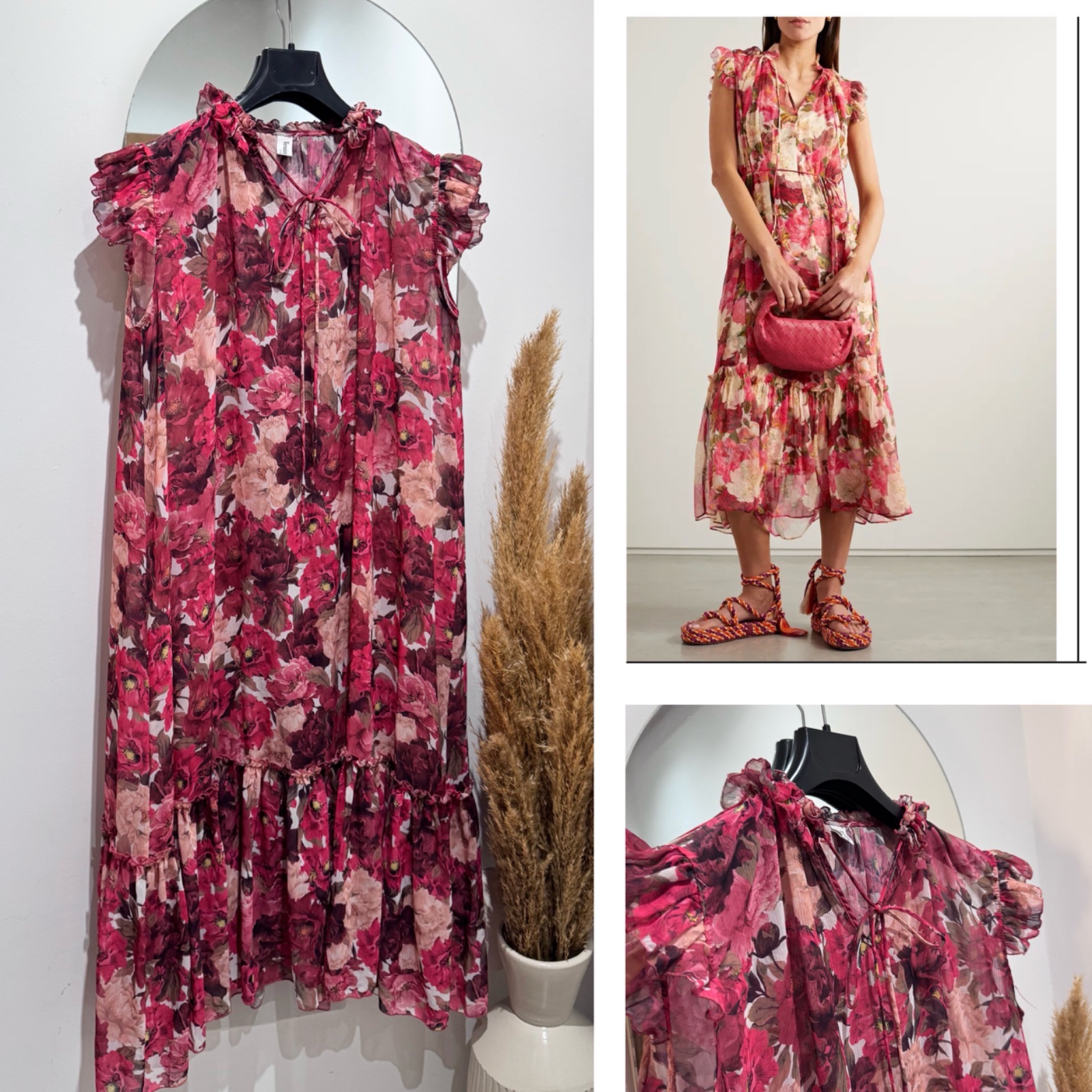 Robe midi floral over size à volants Veronica&Giogia