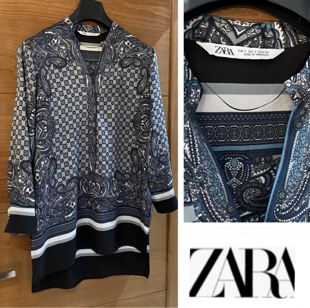 blouse langue ZARA NC imprime foulard over size