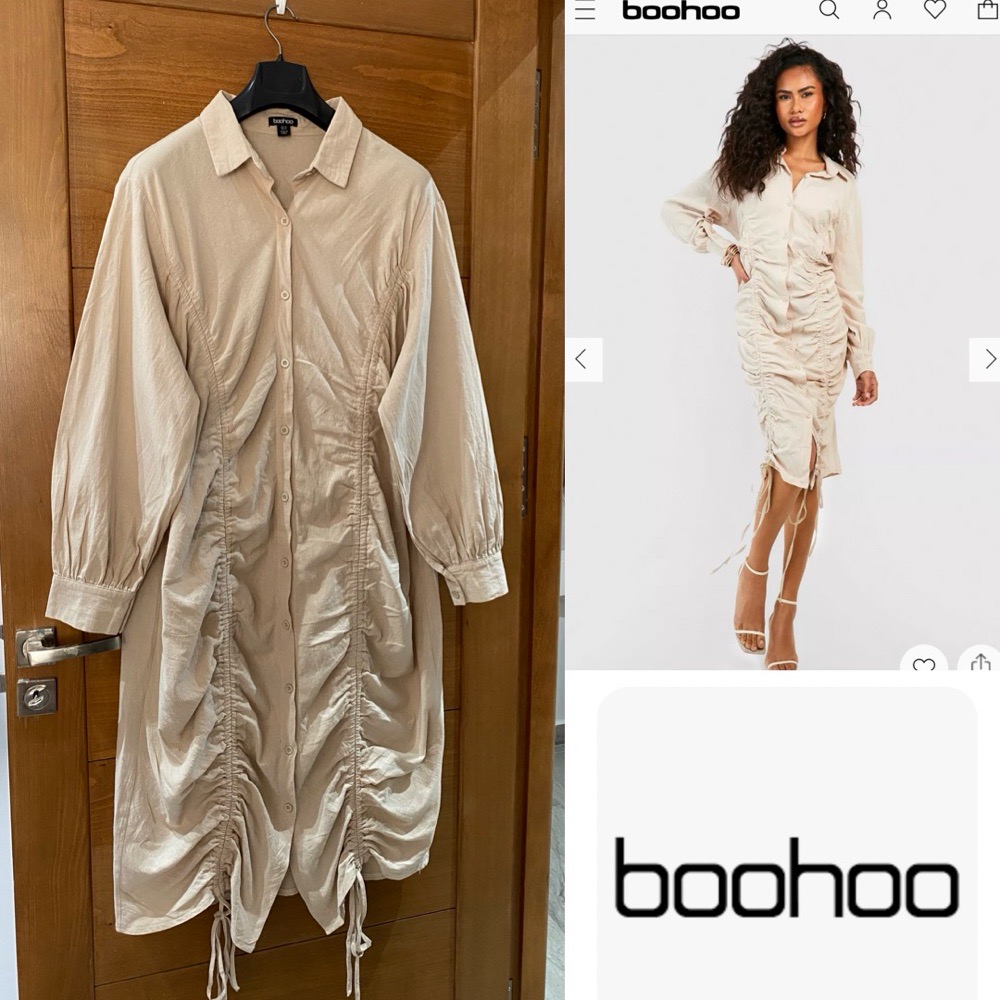 Robe chemise beige bohoo over size 
