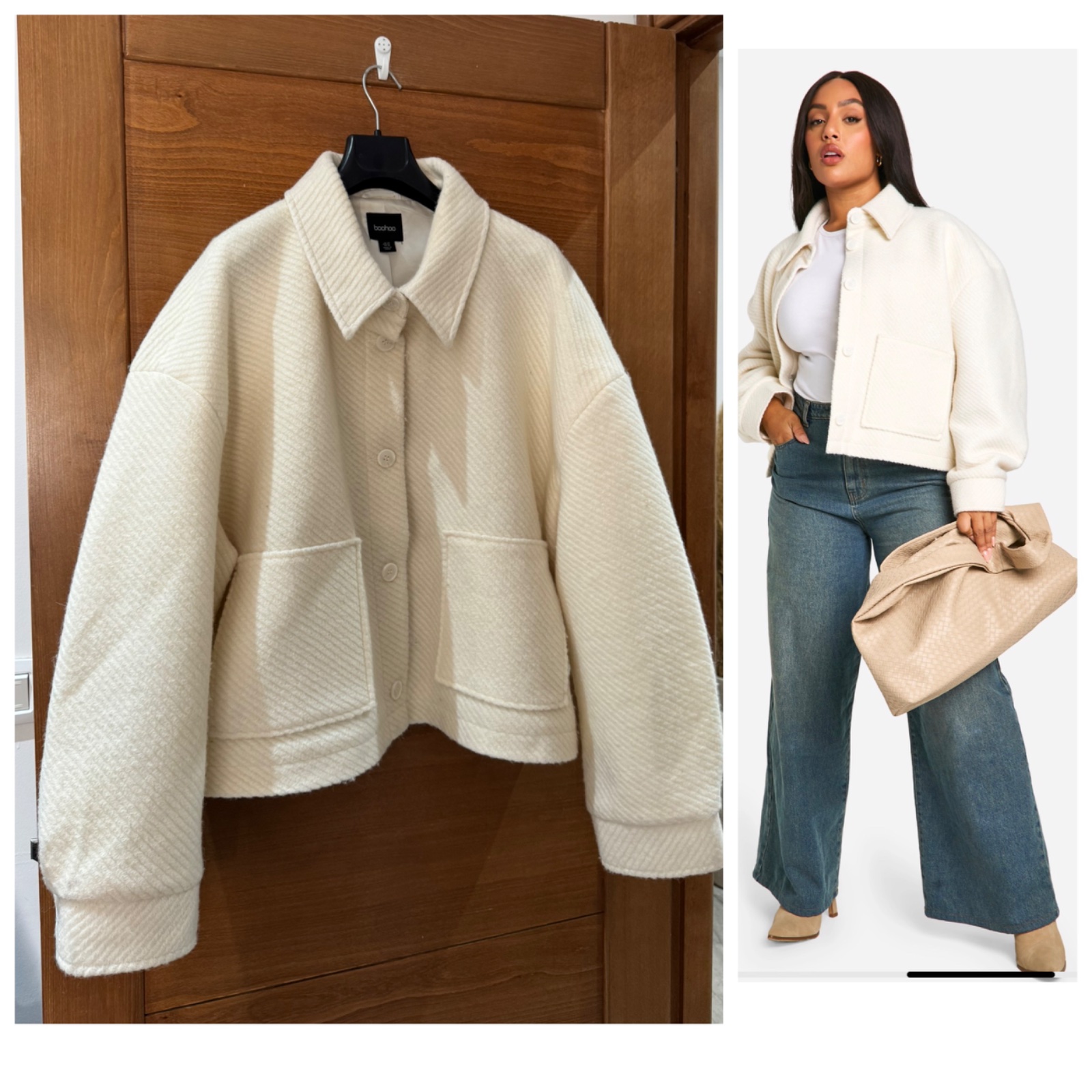 Veste manteau blanc ivoire boohoo tt neuf