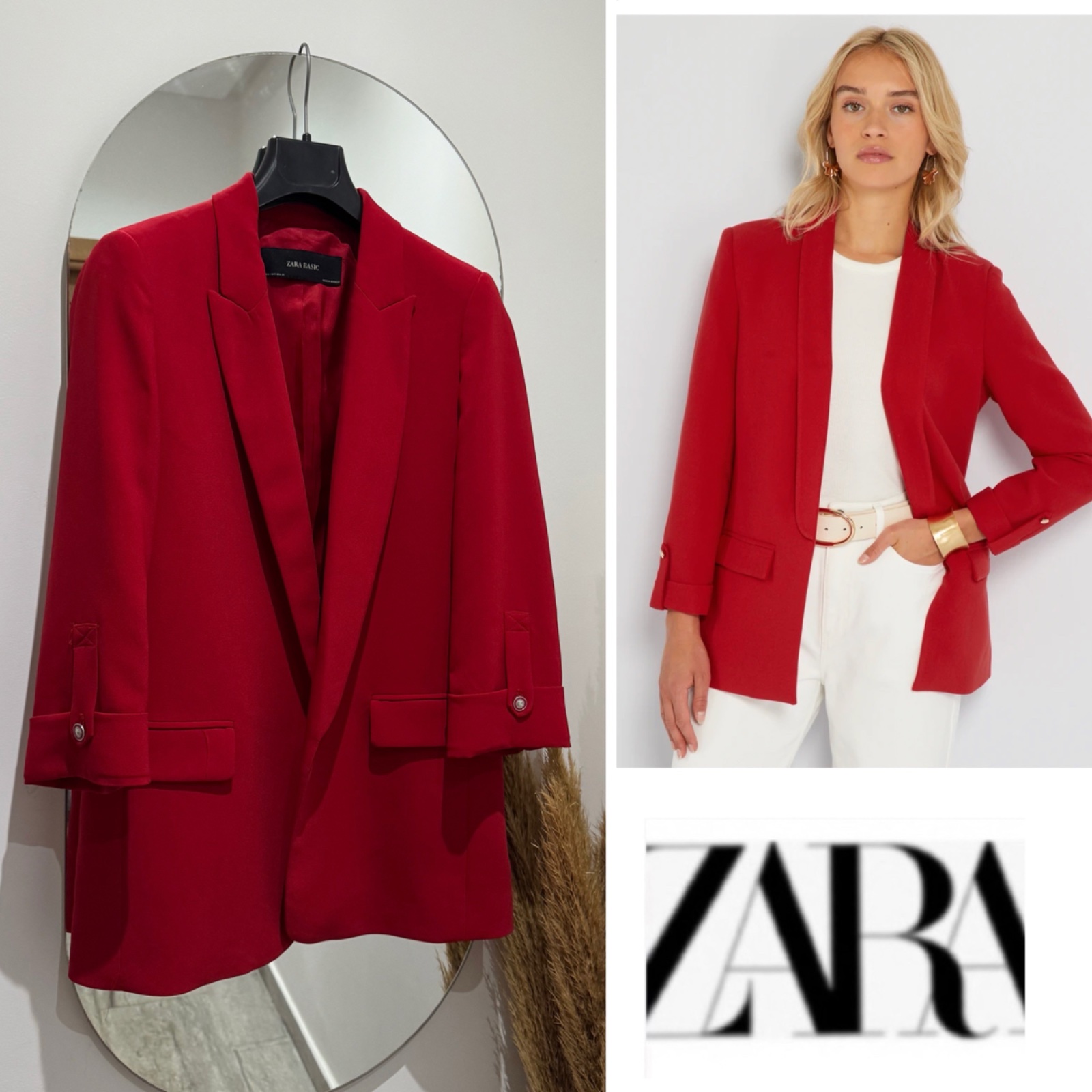 Blazer ZARA long rouge 