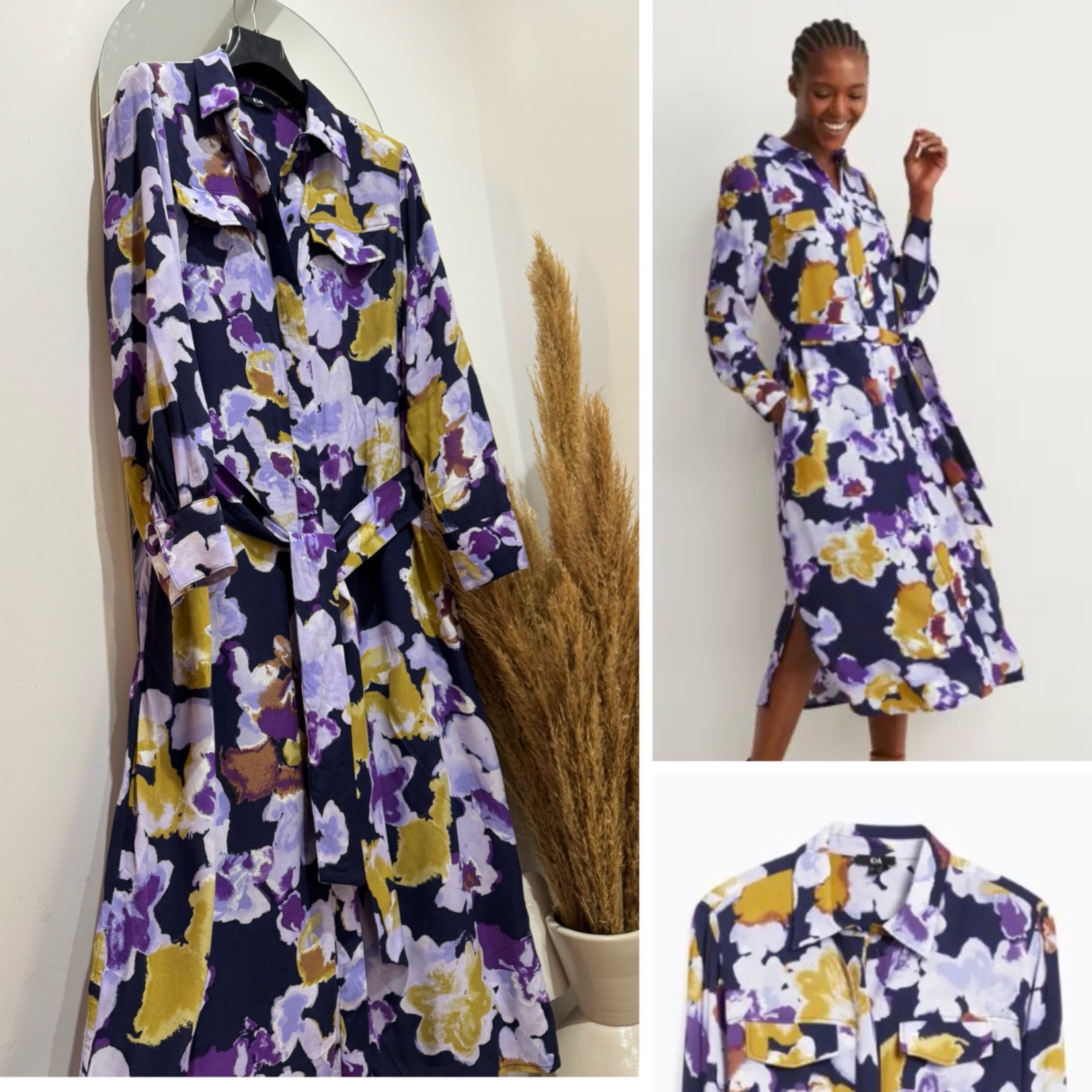 Robe chemise floral C&A à ceinture 