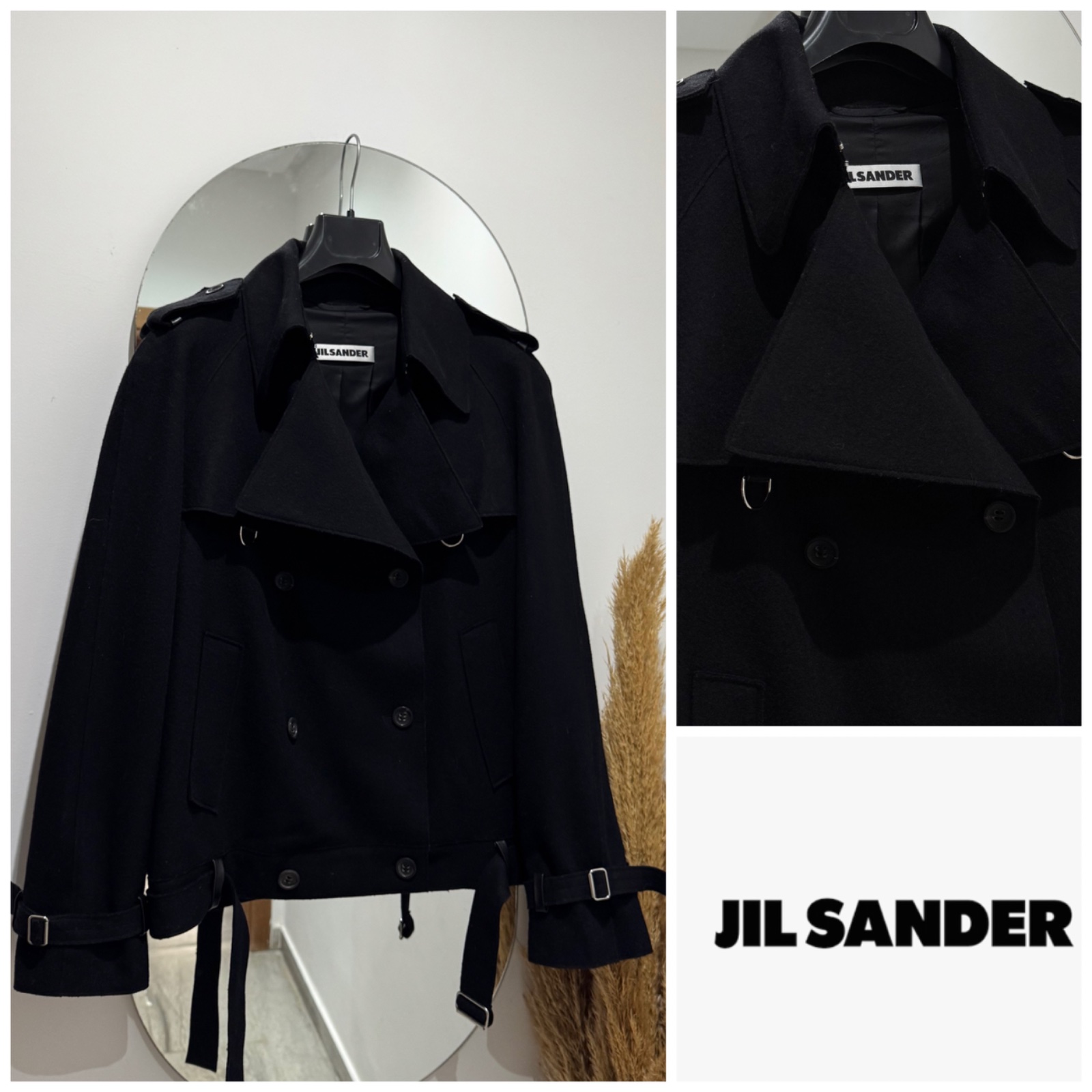 Veste style trench court Jil Sander, 90%laine 10% cashmire over size 