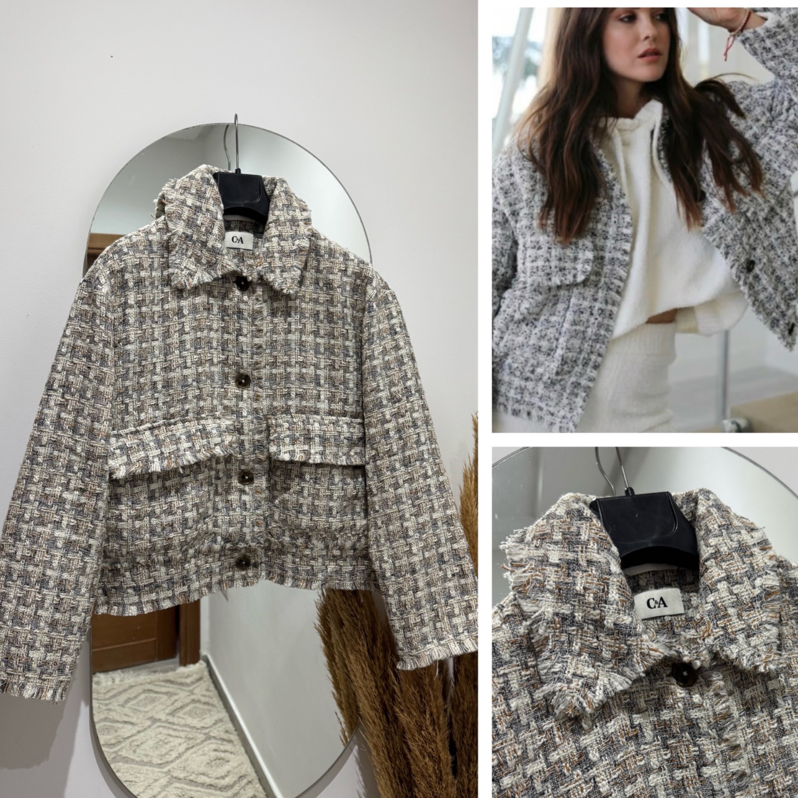 Veste en tweed bomber style over size 