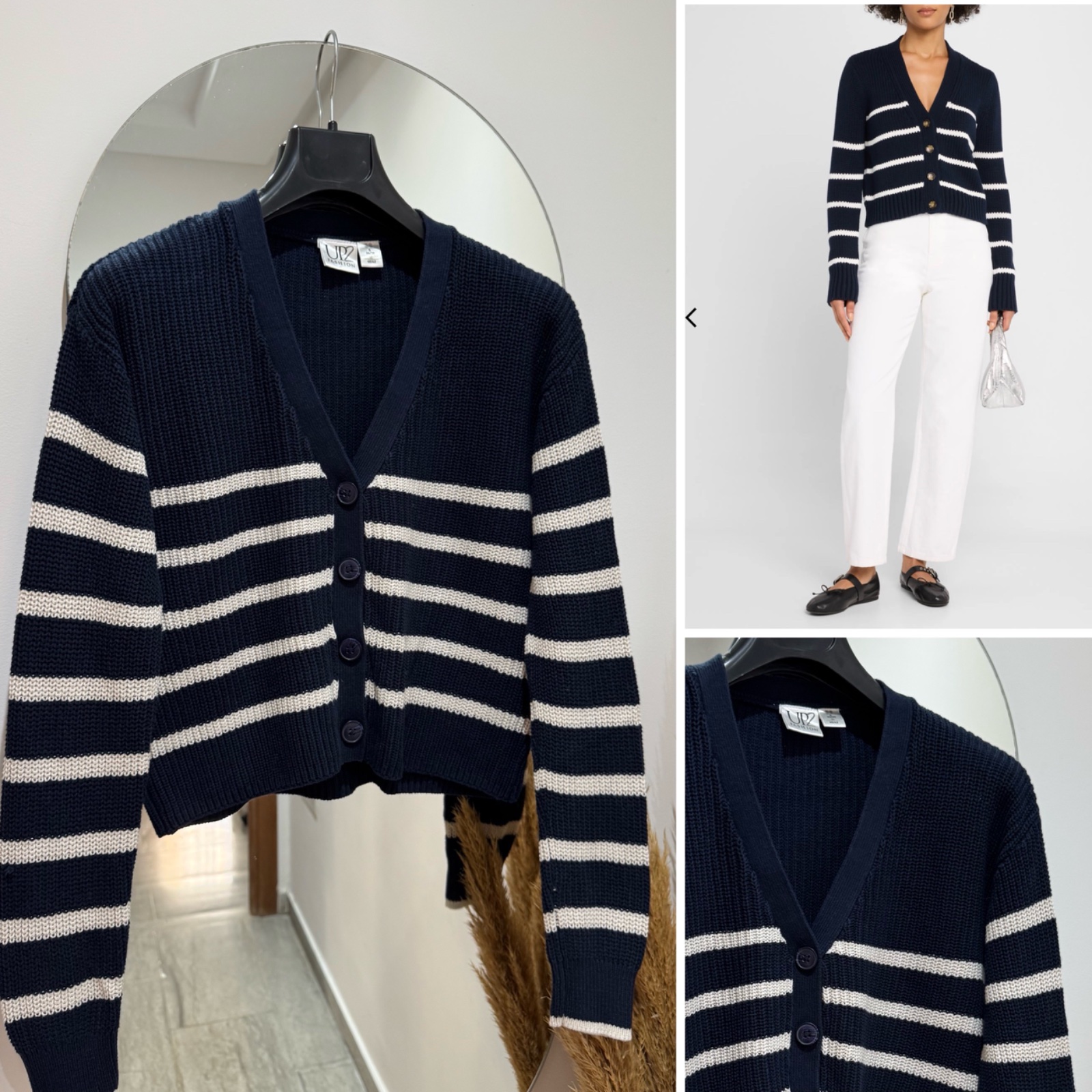 Cardigan bleu rayé 