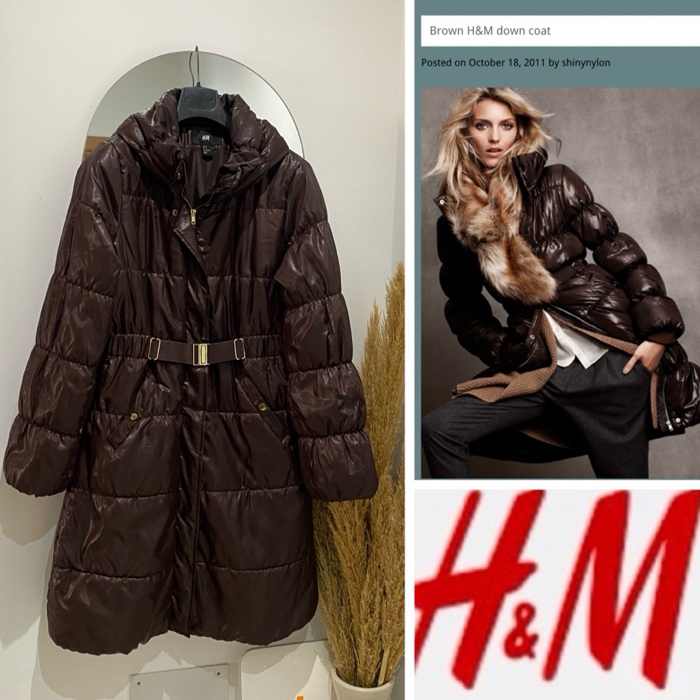 H&M down coat marron  avec ceinture ajustable 