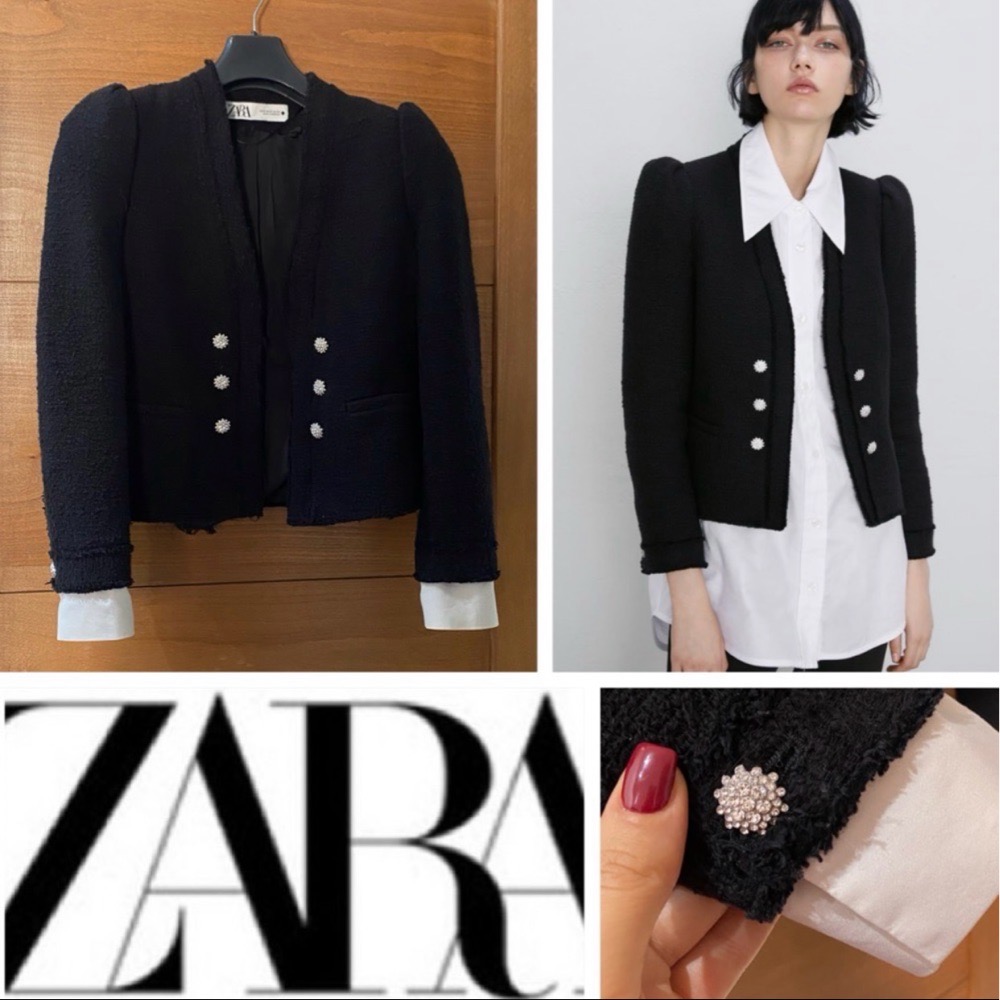 Blazer ZARA en tweed boutonnage bijoux