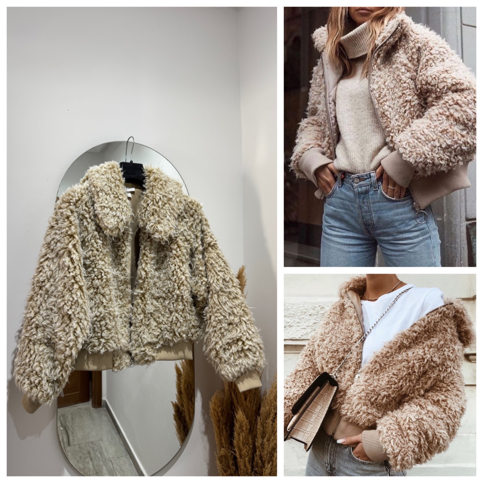 Veste courte en fausse fourrure pelucheuse