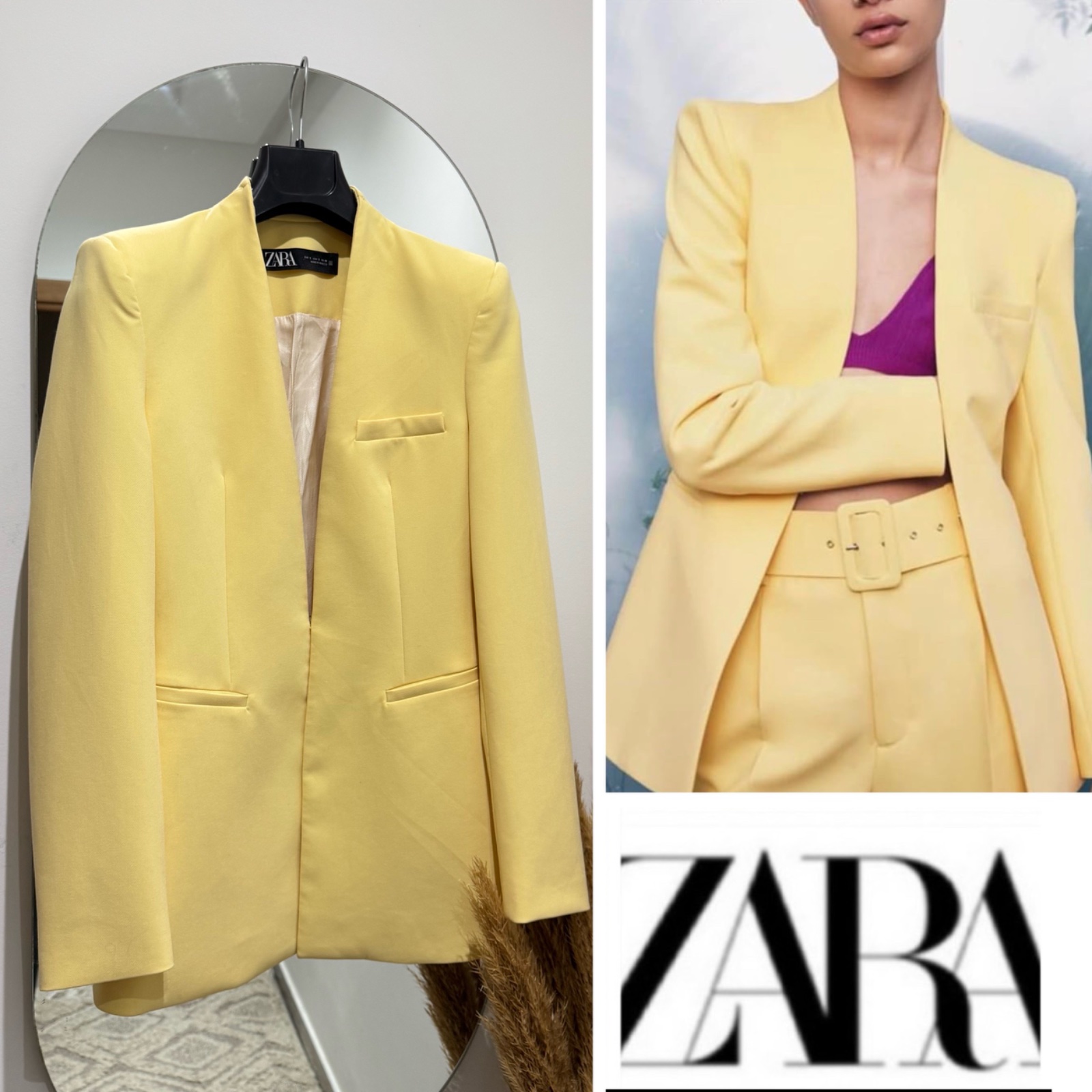 ZARA blazer jaune pastel 