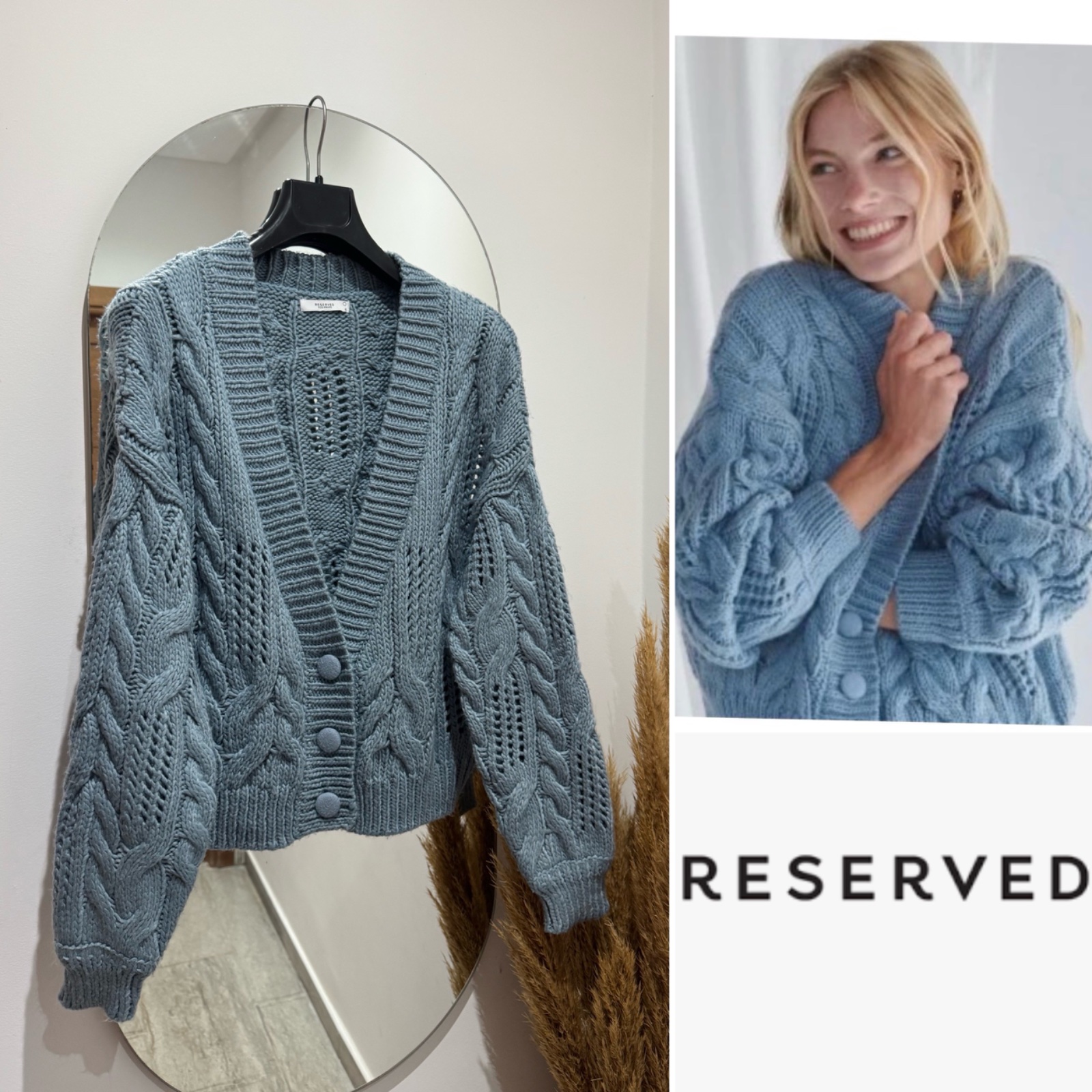 Cardigan RESERVED bleu pastel 