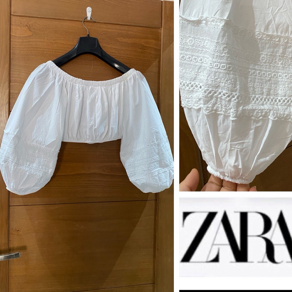 Blouse ZARA manches bouffantes avec broderie 