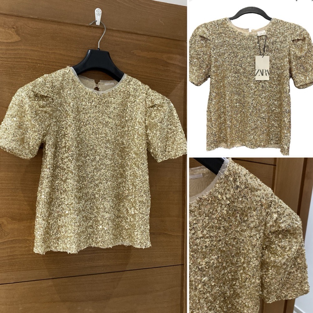 Top ZARA en sequin dore