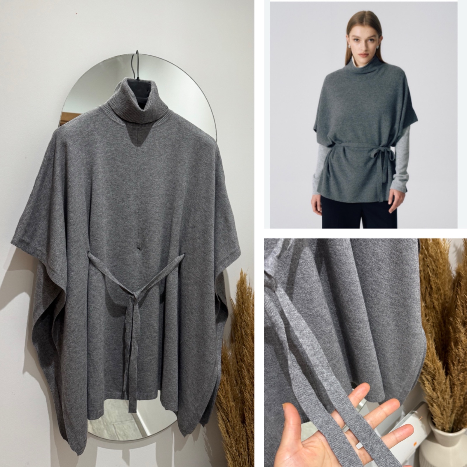 Pull cape à ceinture AMO&AMOR avec viscose 