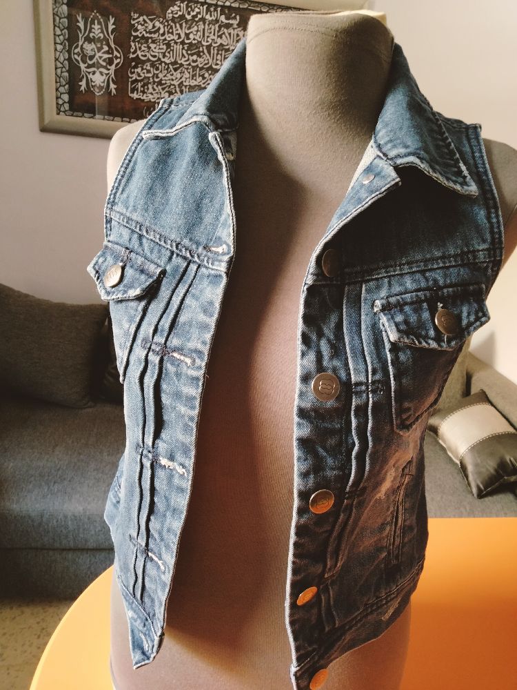 Jaquette jean sans manches