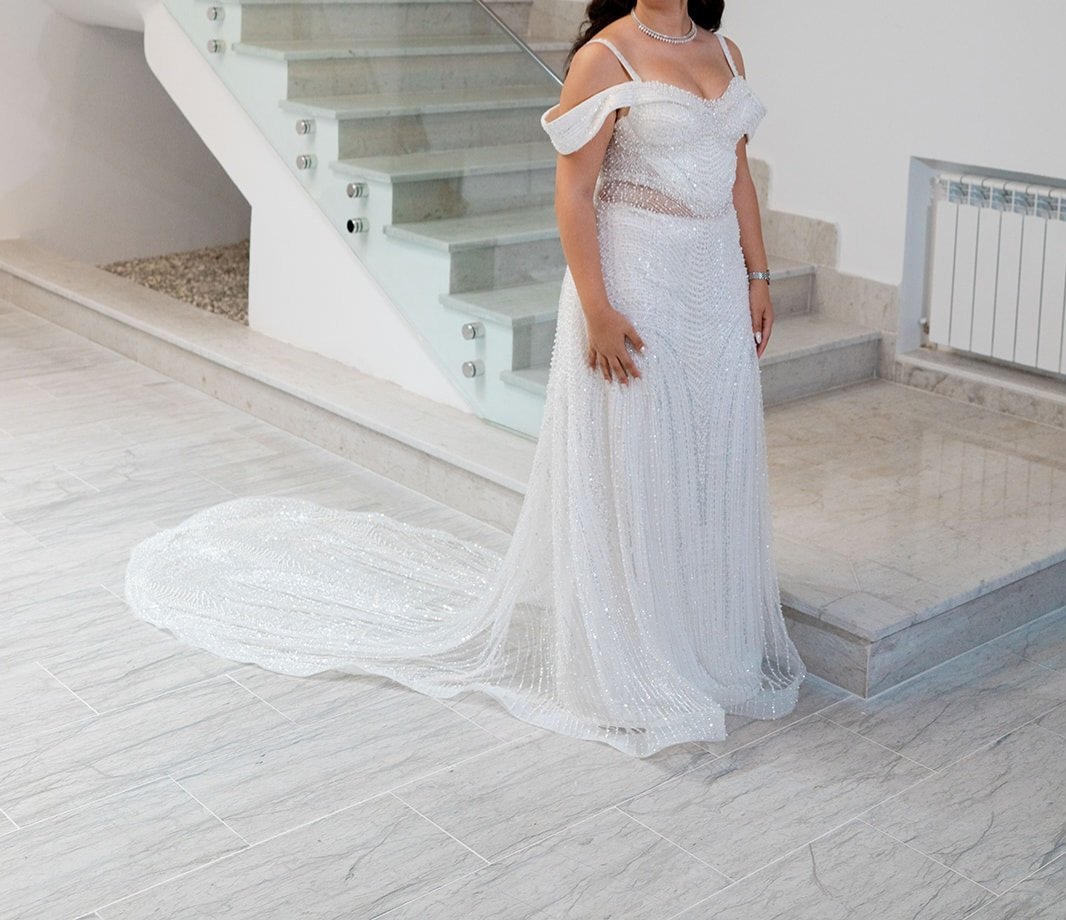 Robe de soirée blanche Parfaite pour une fiançailles, mariage, soirée ou cérémonie 