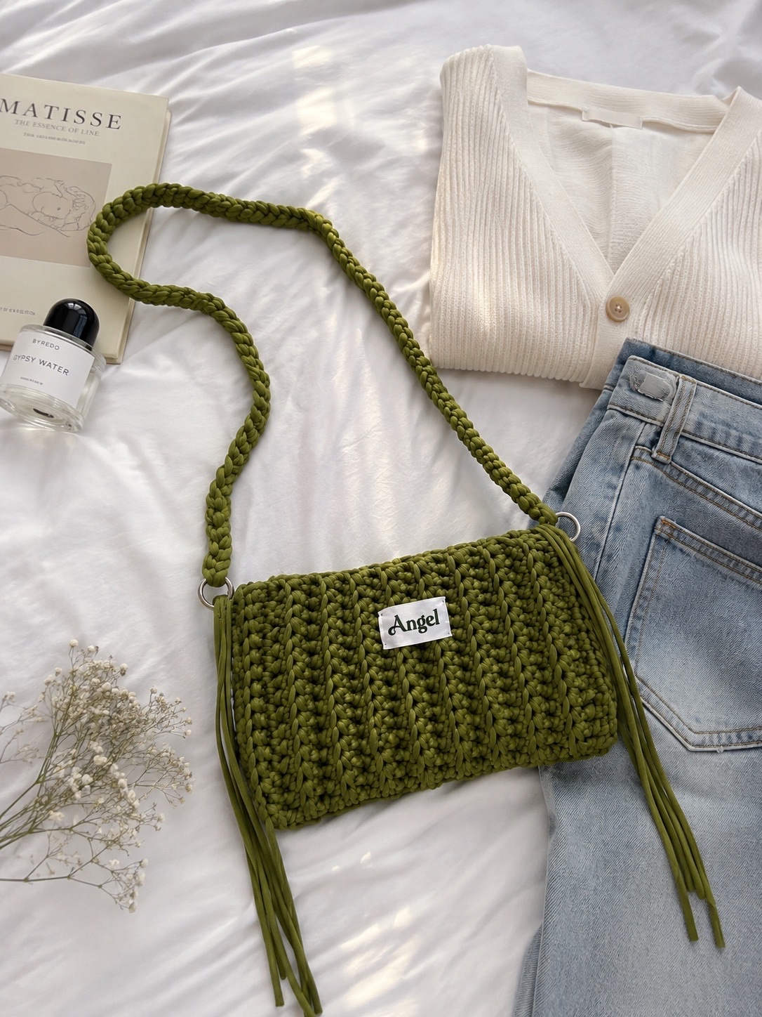 Sac a bandouliere en crochet fait main 