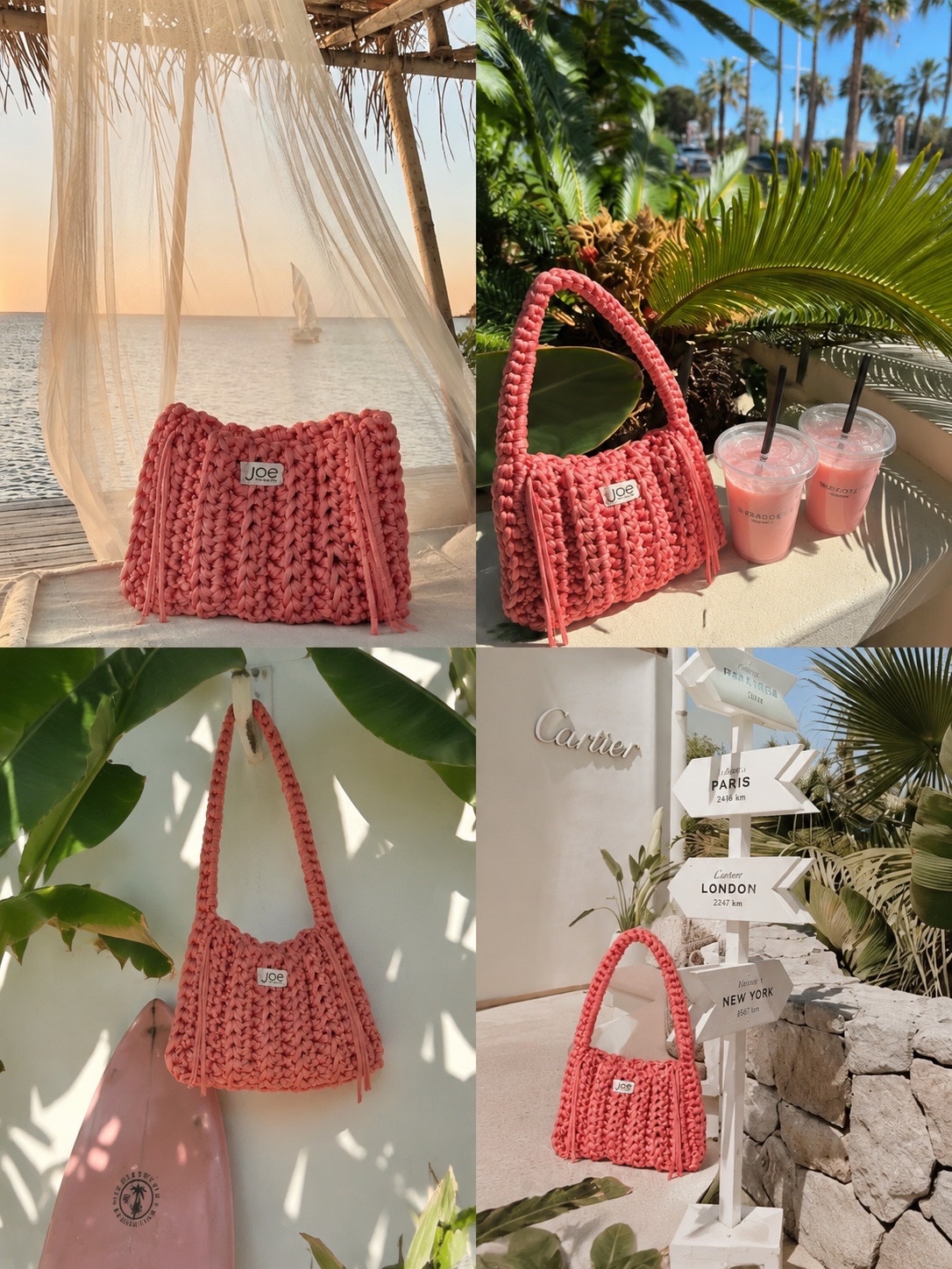 Sac rose en crochet handmade