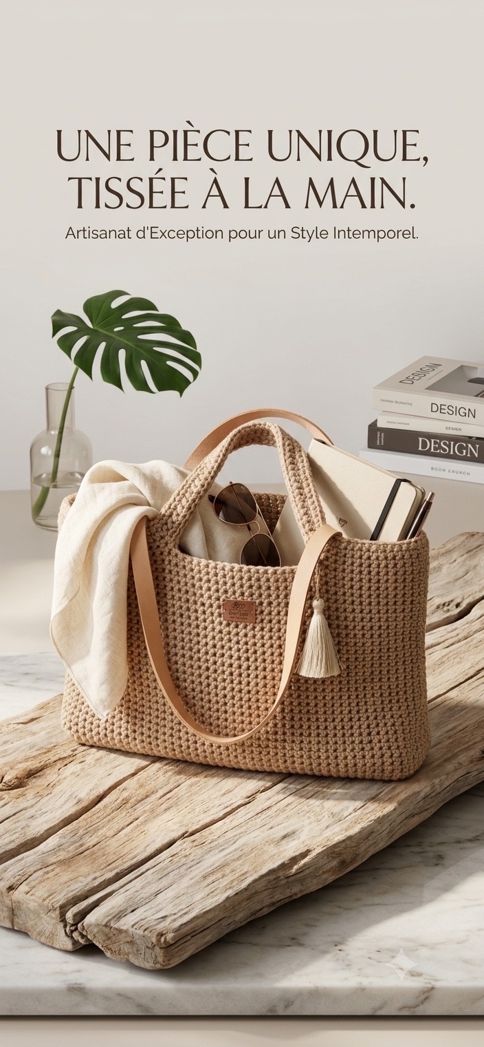 Sac a main hand made beige 
