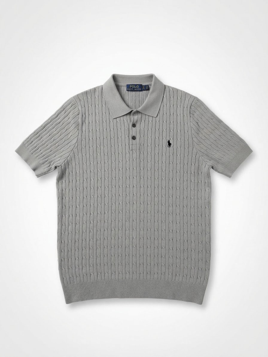 Polo Ralph Lauren en maille torsadée gris – Taille M