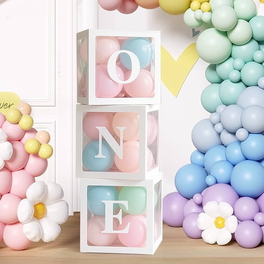 Box de ballons ONE pour anniversaire 1 an