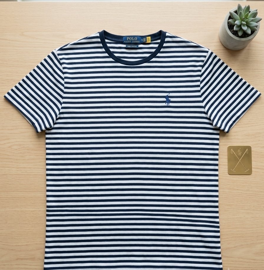 T-shirt Ralph Lauren Rayé Style Marinière – Logo Joueur de Polo – Excellent état