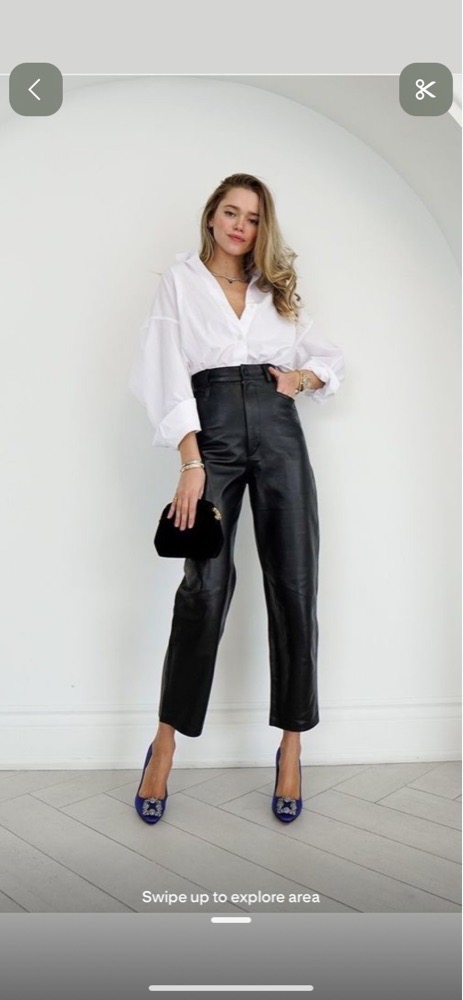 Pantalon a pince semi  cuir 