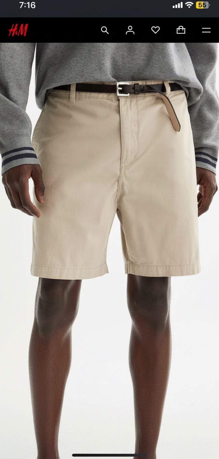 Short homme h&m beige 