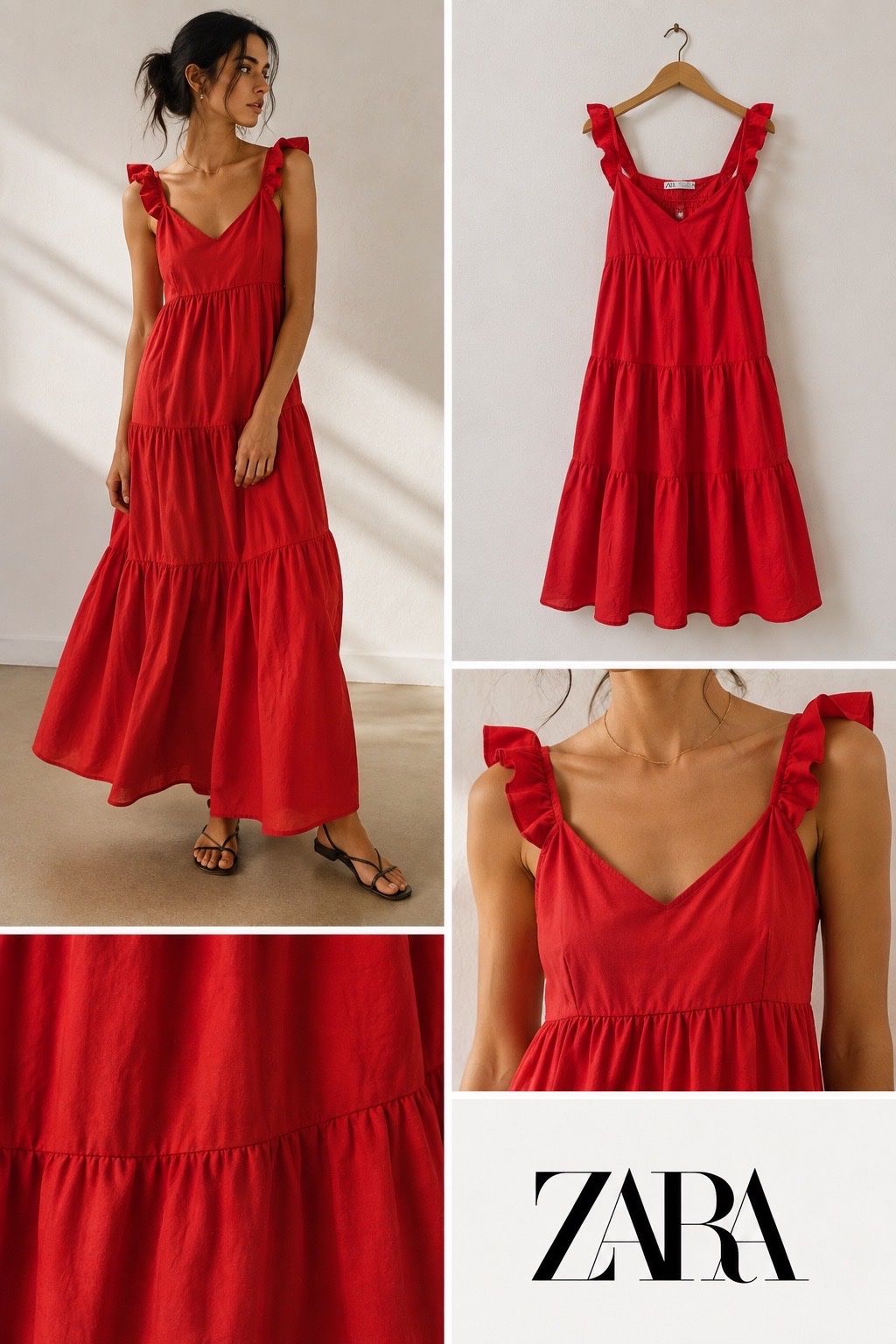 Robe rouge zara avec volant 