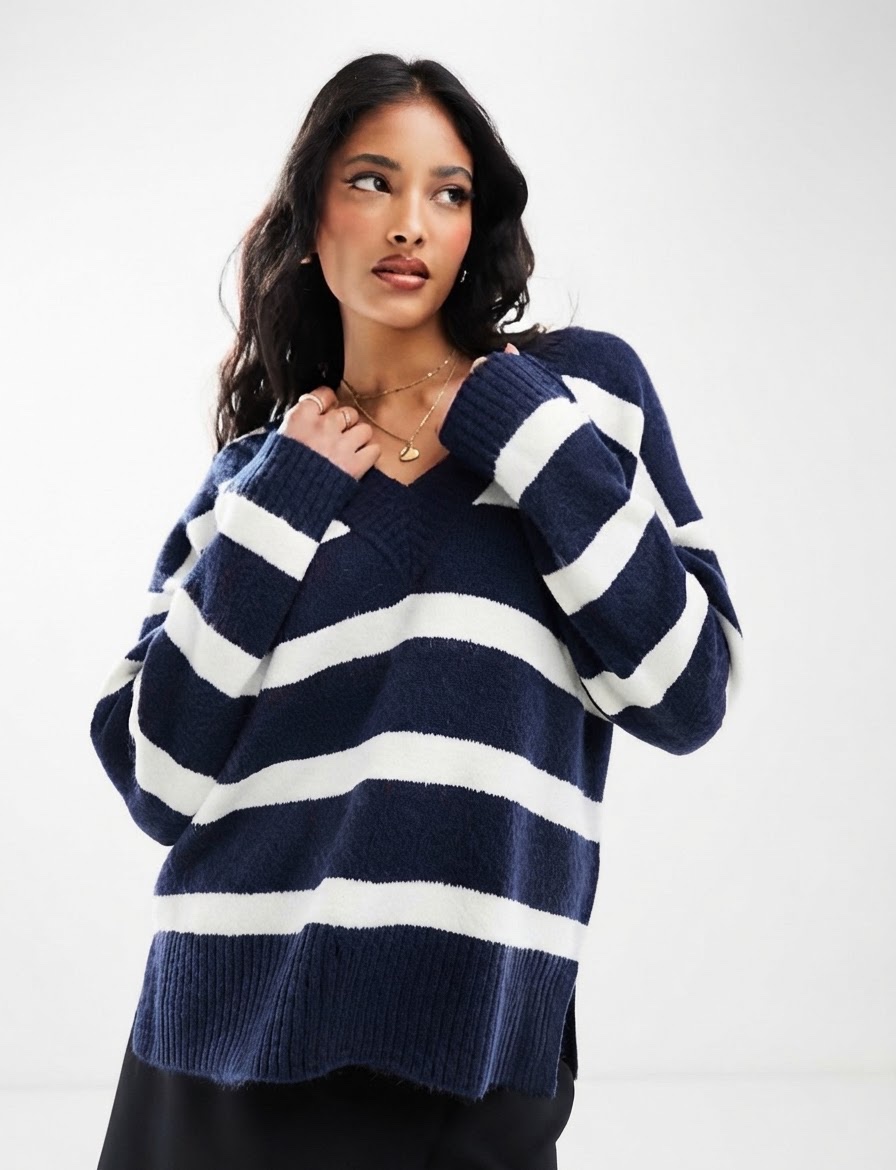 Pull Pimkie bleu marine & blanc à rayures 🤍💙