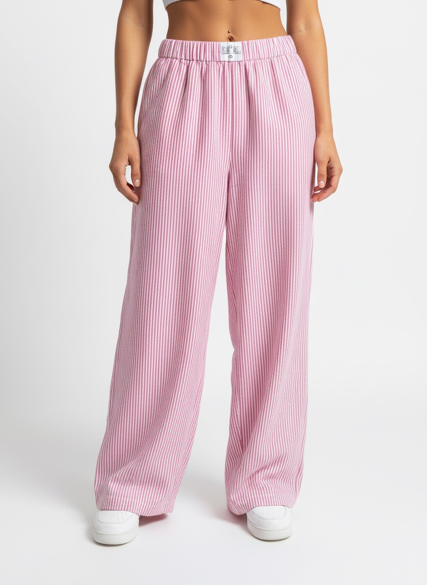 💕 Pantalon large rayé rose Shein – Taille L – Très bon état