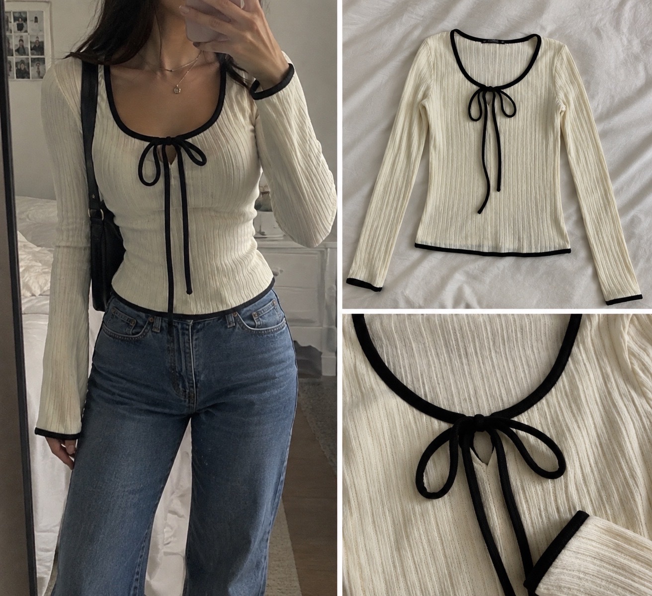 Pull Kastelo blanc cassé à détails noirs 🎀