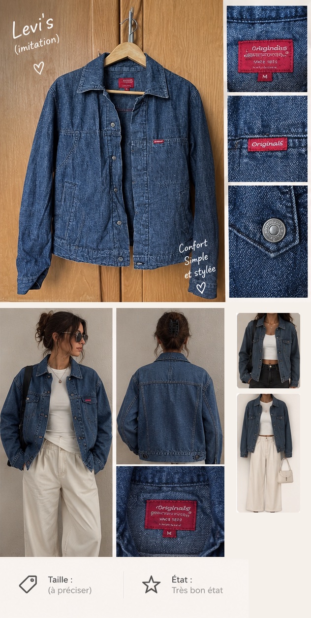 Veste en jean bleu foncé coupe oversize