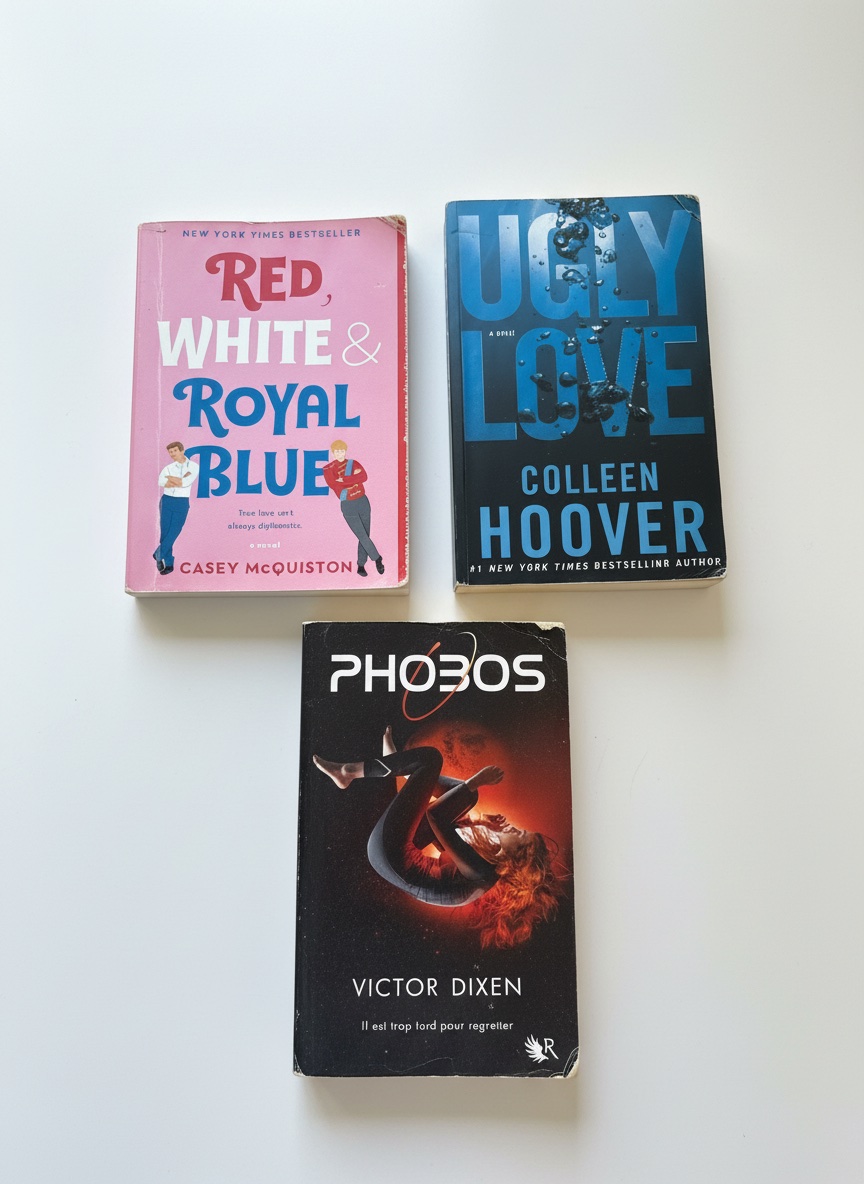 📚 Lot romans best-sellers : Phobos + Ugly Love + Red White & Royal Blue