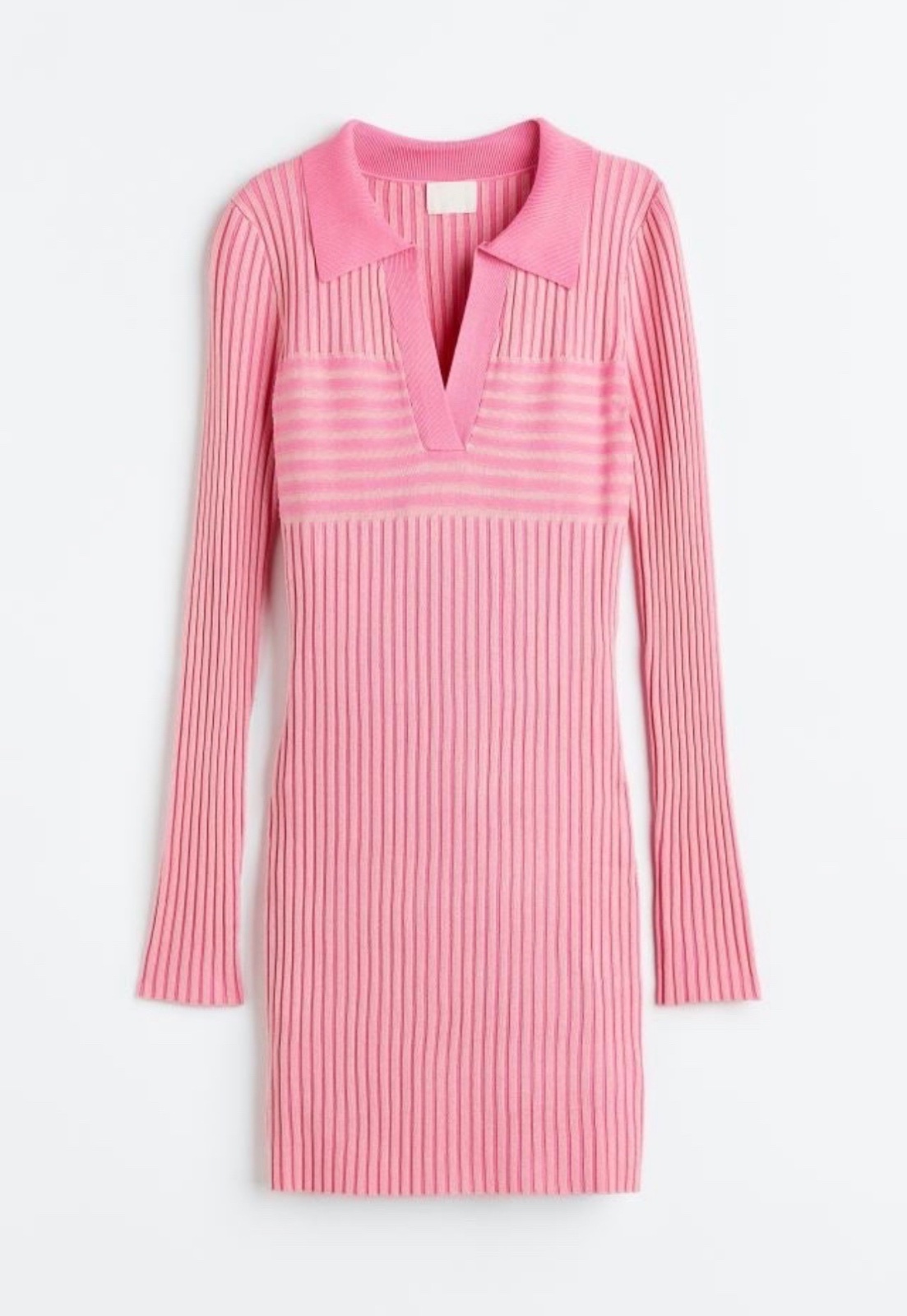Knitted light pink dress with a collar dor autum / winter 🍂🍁