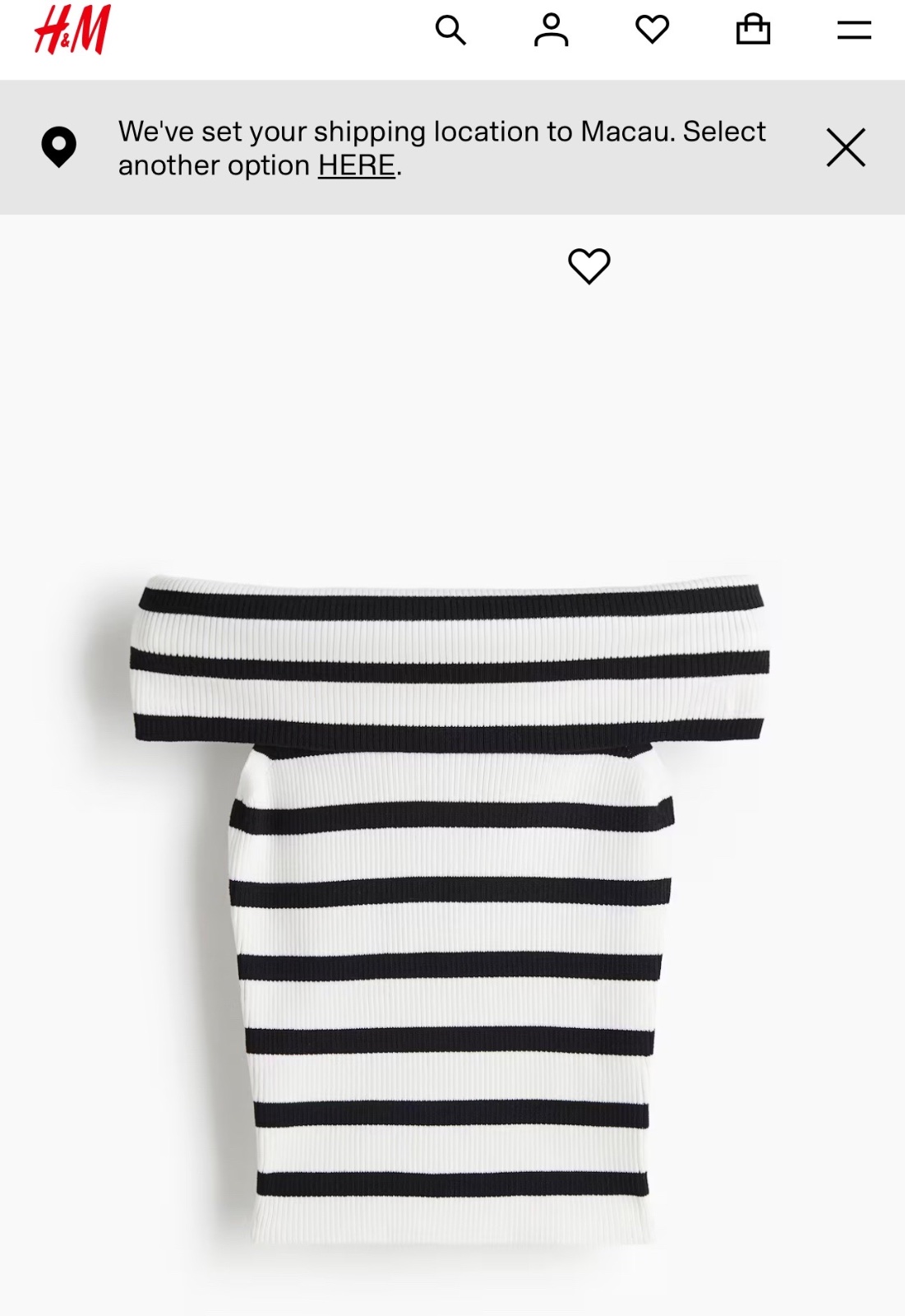 H&M RIB-KNIT OFF-THE-SHOULDER TOP