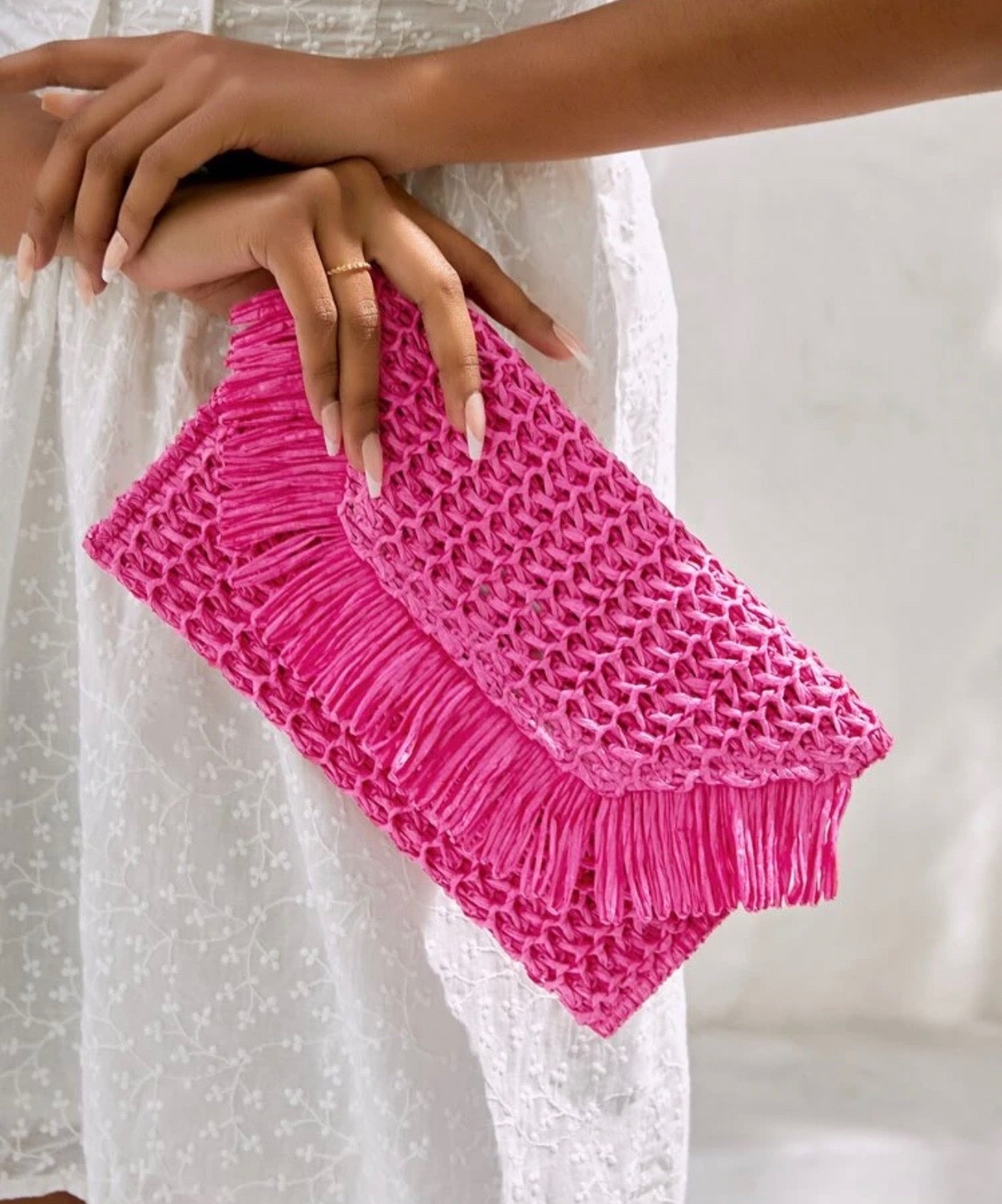 Pink Woven Bag