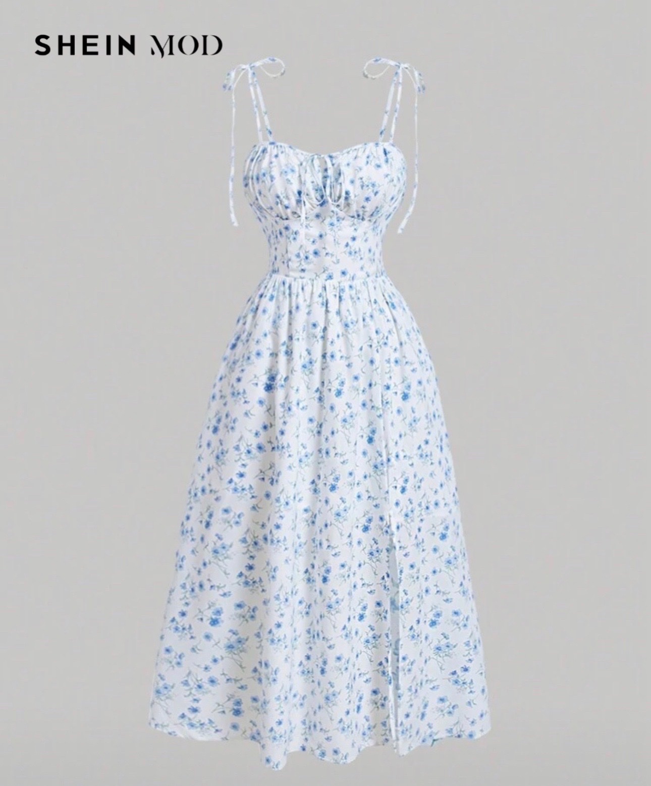 SHEIN MOD Ditsy Floral Print Tie Shoulder Cami Dress
