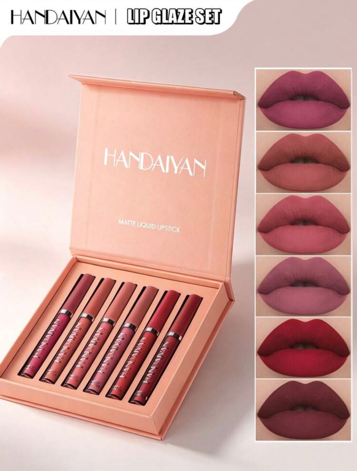 HANDAIYAN Matte Lip Gloss Set, Wat erproof & Non-Staining, Popular Mak 753V Fiery Heart
