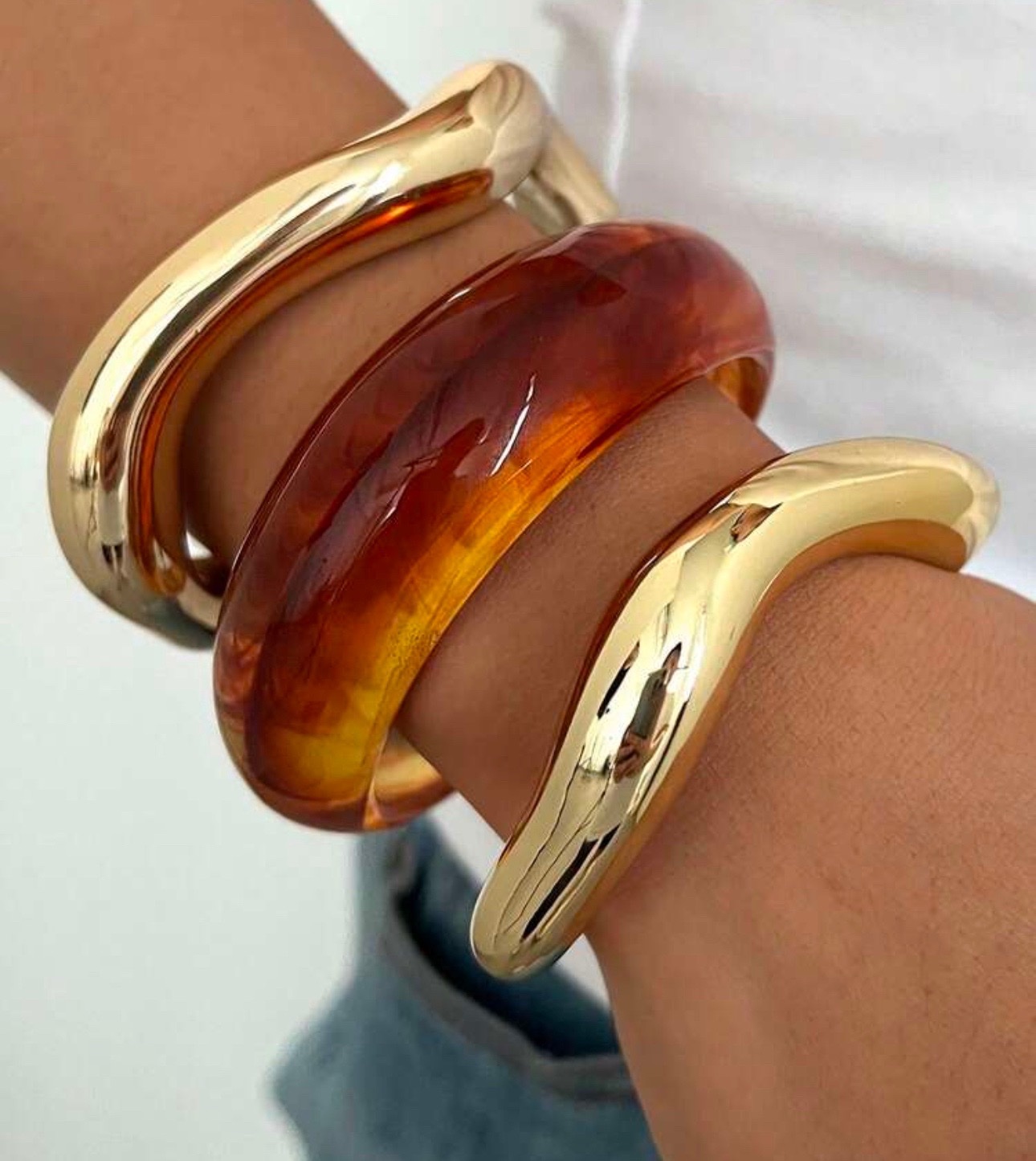 3pcs Acrylic & Resin open Bangle Bracelet Set