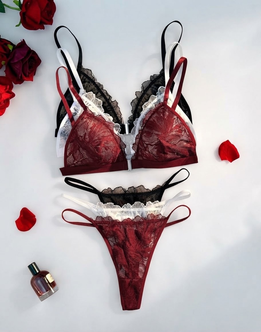 6-Piece Sexy Lace Front Closure Lingerie Set 🫦♥️