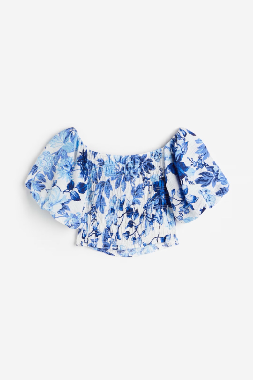 H&M smocked bleu multicolor blouse taille S