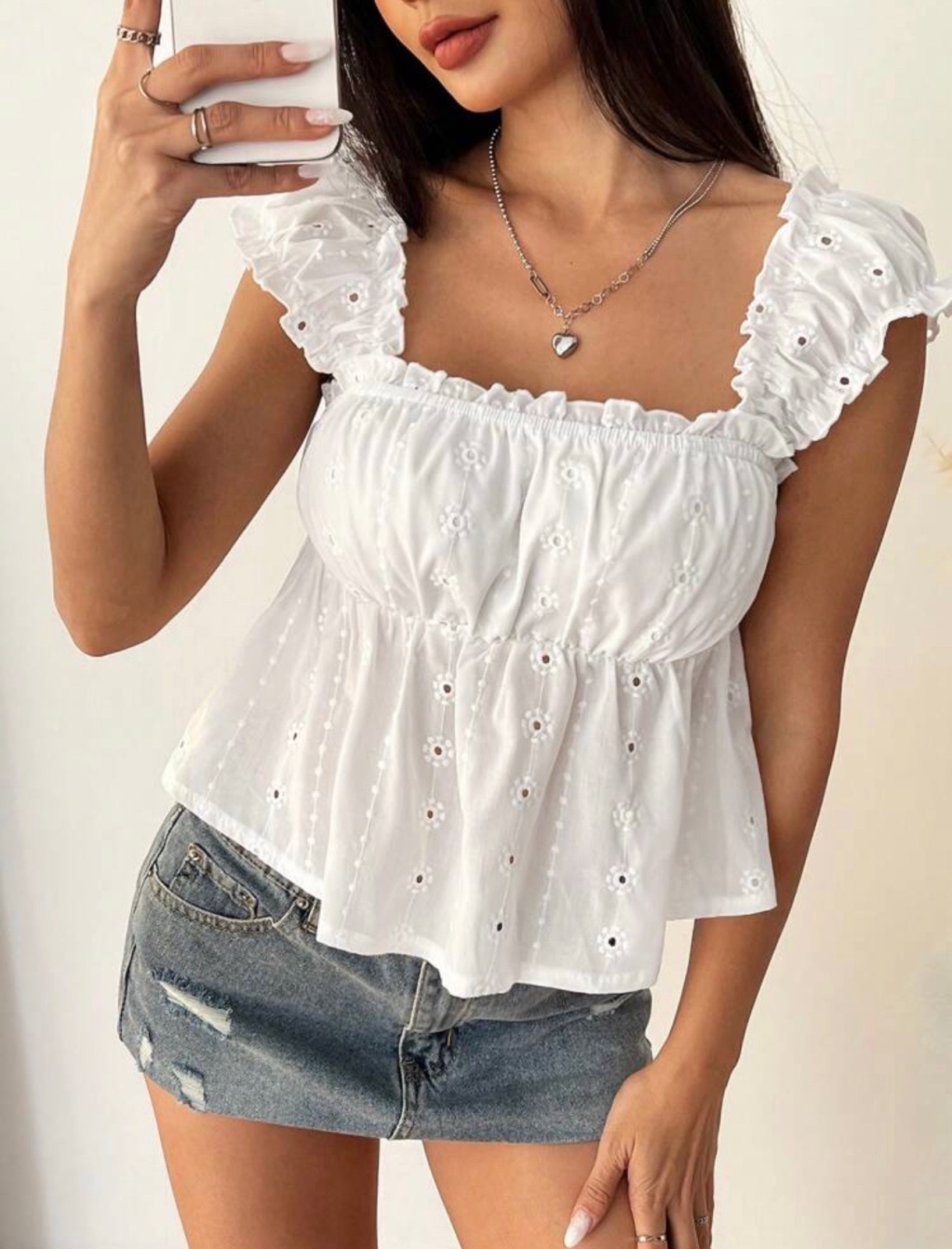  French Sleeve White blouse 