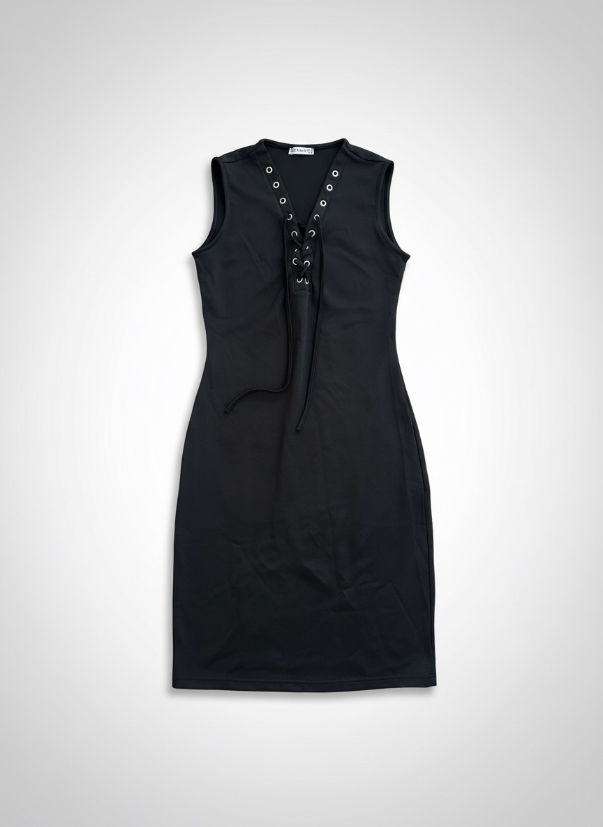 Robe débardeur côtelée , black